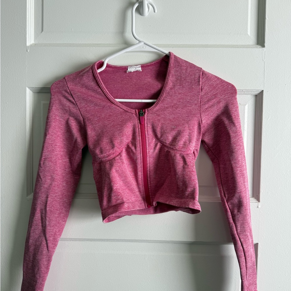 Gymshark Pink Zip-Up Crop Top
